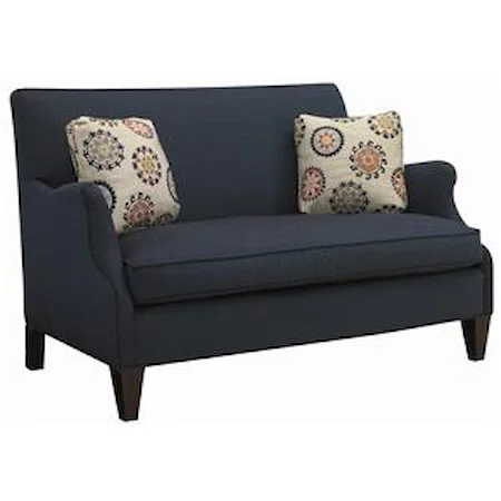 Contemporary Settee with Romantic Curved Arm